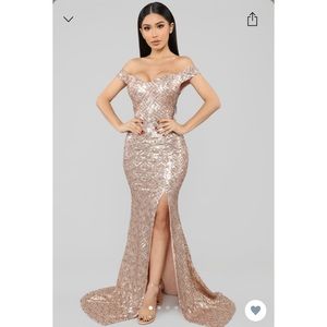 Rose gold maxi dress
